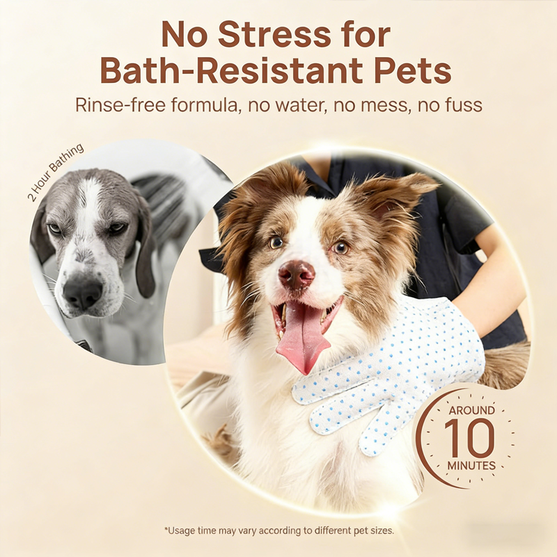 Large No-Rinse Pet Glove - Quick Clean in 30 Seconds