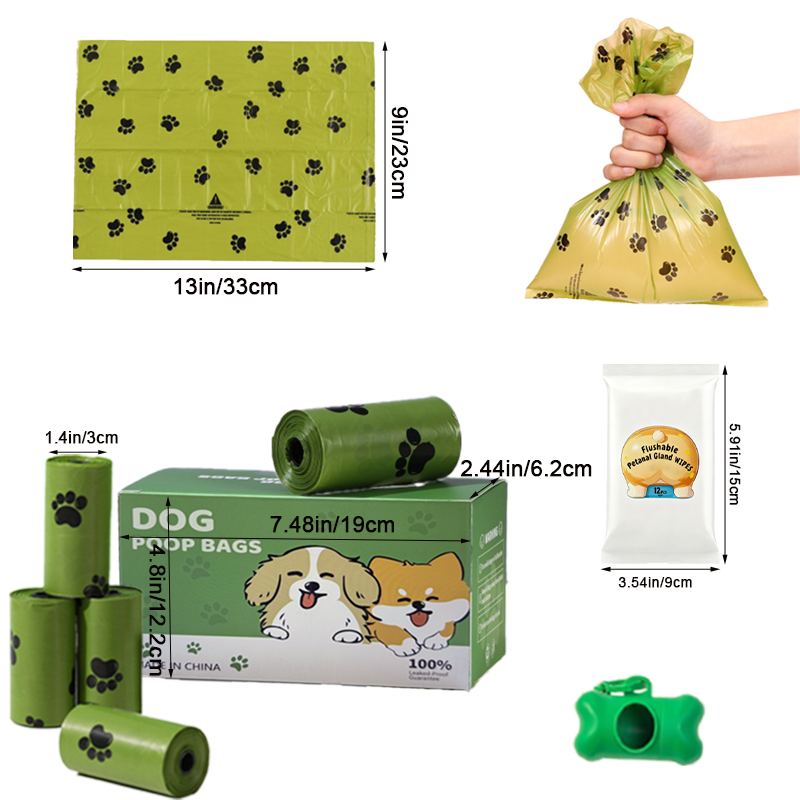 Eco-Friendly Dog Walking Kit - Biodegradable Bags(Fragrance) & Cleaning Wipes