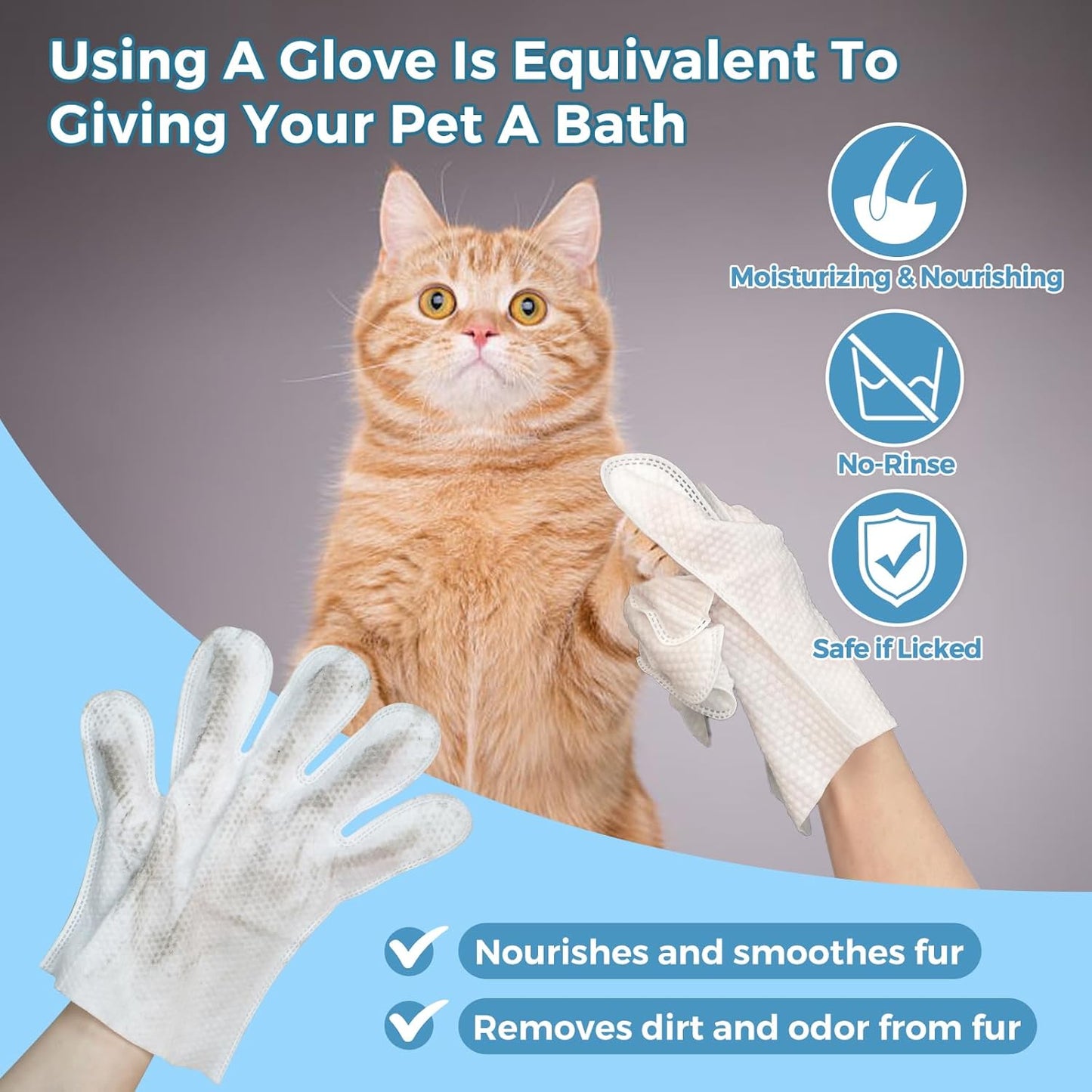 Large No-Rinse Pet Glove - Quick Clean in 30 Seconds