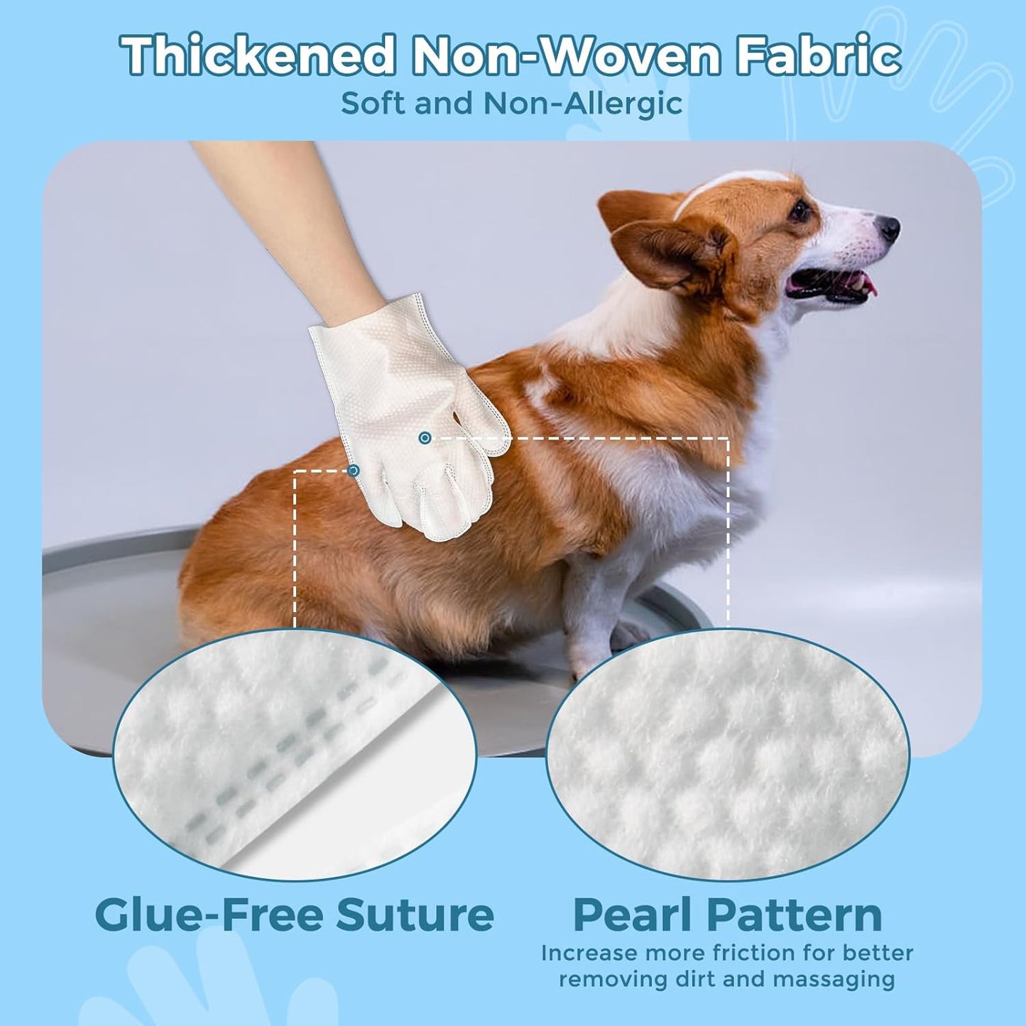 Large No-Rinse Pet Glove - Quick Clean in 30 Seconds
