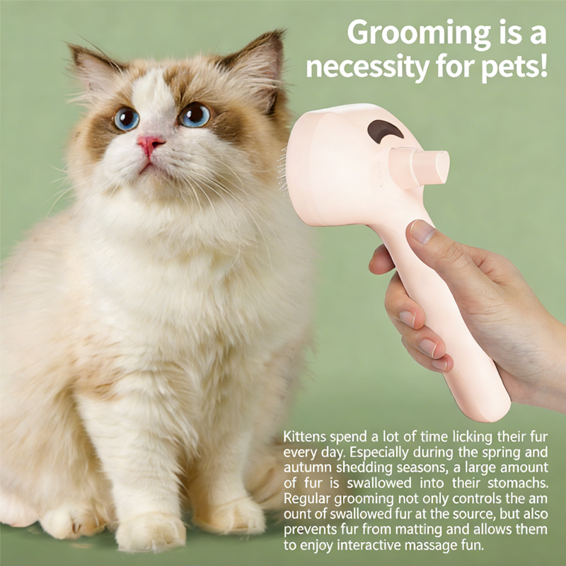 Complete Pet Grooming Set - Double-headed Electric Spray Brush, Spray, Wipes & Glove