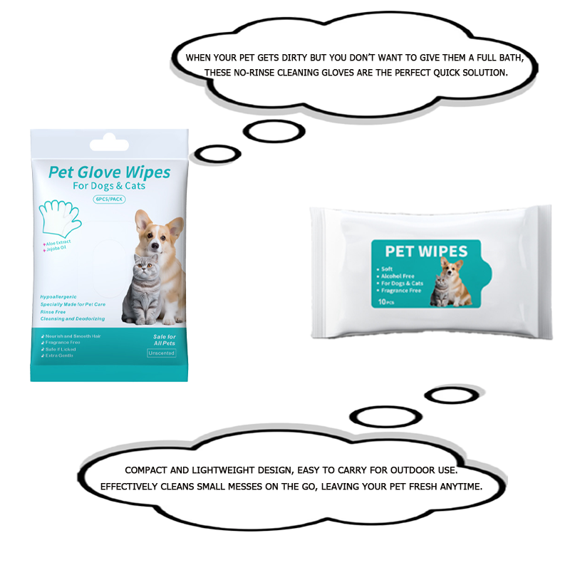 Complete Pet Grooming Set - Double-headed Electric Spray Brush, Spray, Wipes & Glove