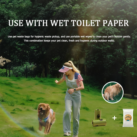 Eco-Friendly Dog Walking Kit - Biodegradable Bags(Fragrance) & Cleaning Wipes
