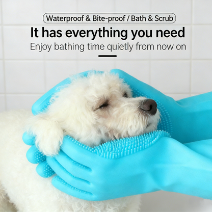 Quick Pet Bath Set - No-Rinse Foam + Bath & Grooming Gloves