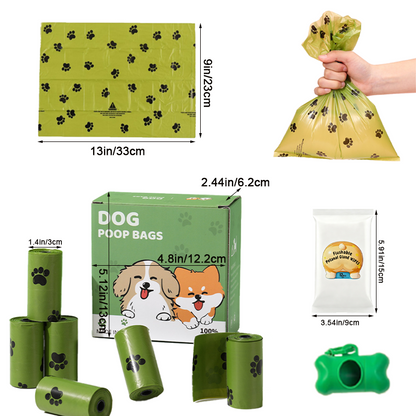 Eco-Friendly Dog Walking Kit - Biodegradable Bags(Fragrance) & Cleaning Wipes