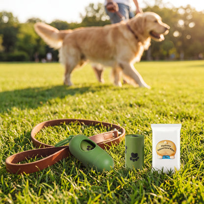 Eco-Friendly Dog Walking Kit - Biodegradable Bags(Fragrance) & Cleaning Wipes